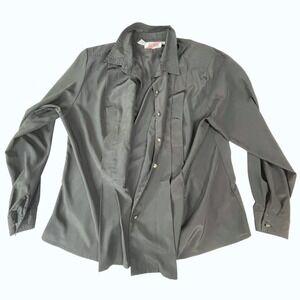 Josephine Woman Vintage Black Pleated Button Up Blouse Shoulder Pads 18W